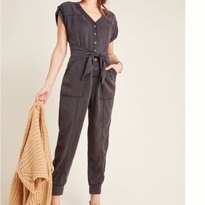 Huxley Utility Jogger Tie Waist Button Jumpsuit